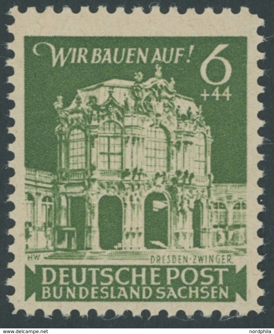 OST-SACHSEN 64bC **, 1946, 6 Pf. Dunkelolivgrün, Gezähnt L 11:111/2, Postfrisch, Pracht, Fotoattest Ströh: Es Sind Nur W - Otros & Sin Clasificación