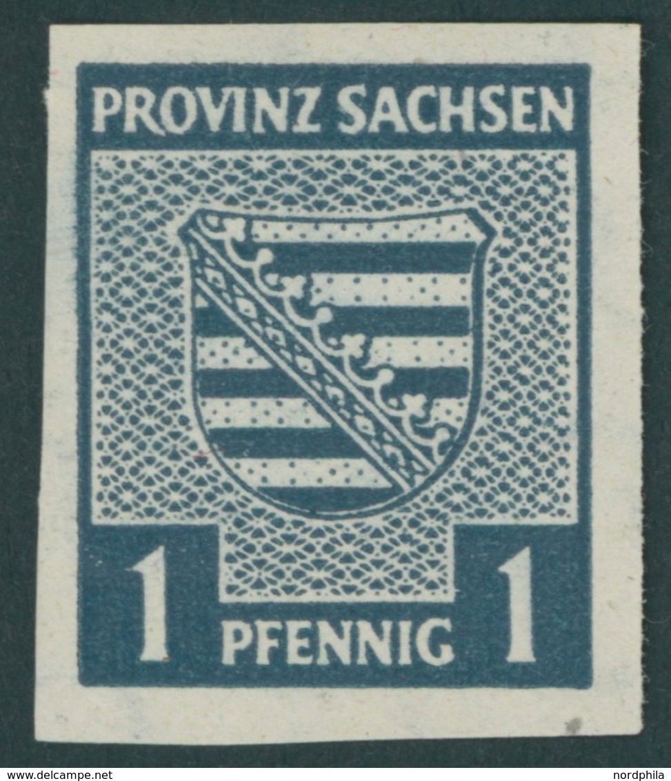 PROVINZ SACHSEN 66Y *, 1945, 1 Pf. Schwärzlichgrünlichblau, Wz. 1Y, Falzrest, Pracht, Gepr. Zierer Und Fotoattest Dr. Ja - Other & Unclassified