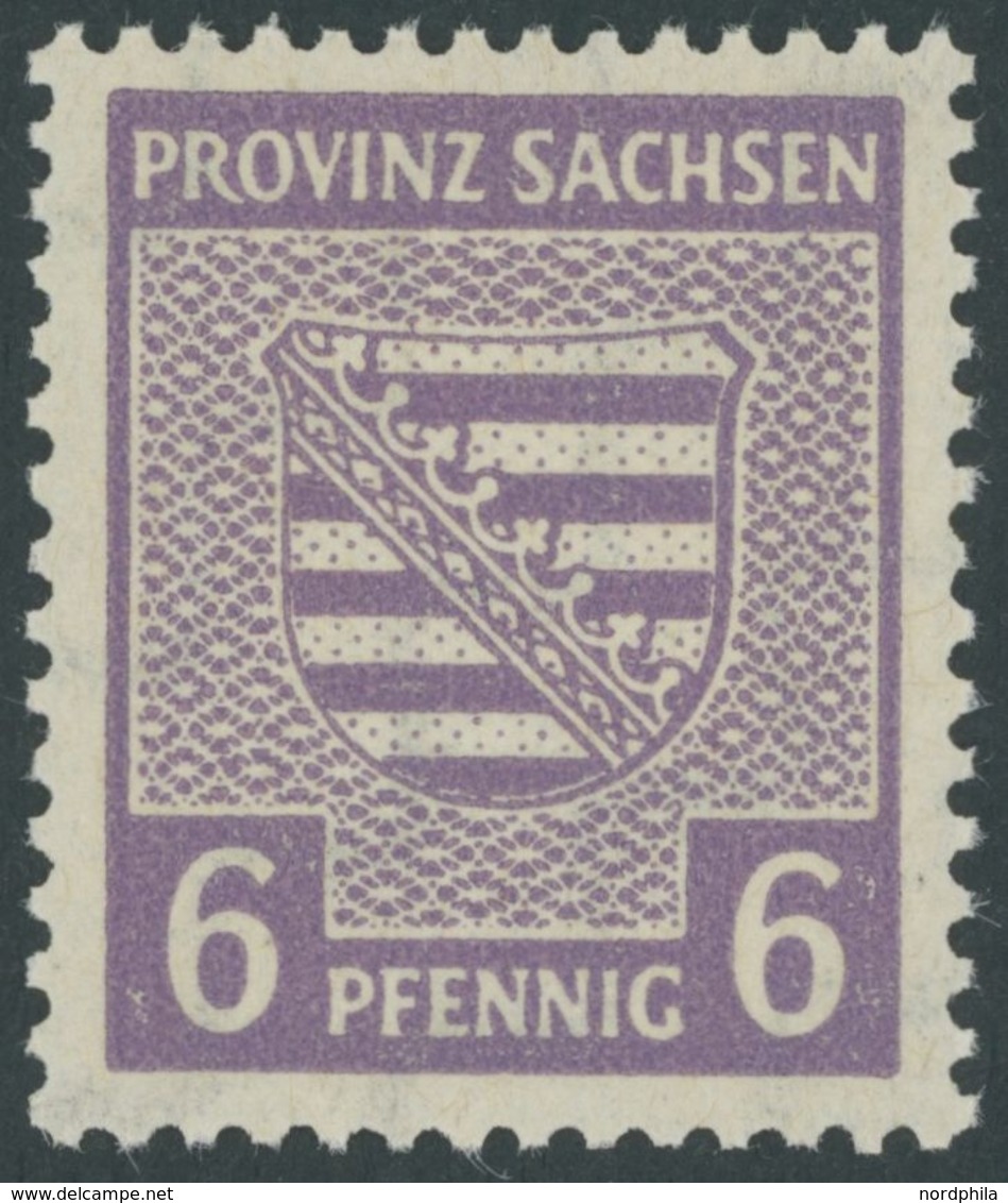 PROVINZ SACHSEN 76Xb **, 1945, 6 Pf. Rötlichgrauviolett, Wz. 1X, Postfrisch, Pracht, Gepr. Ströh, Mi. 280.- - Other & Unclassified