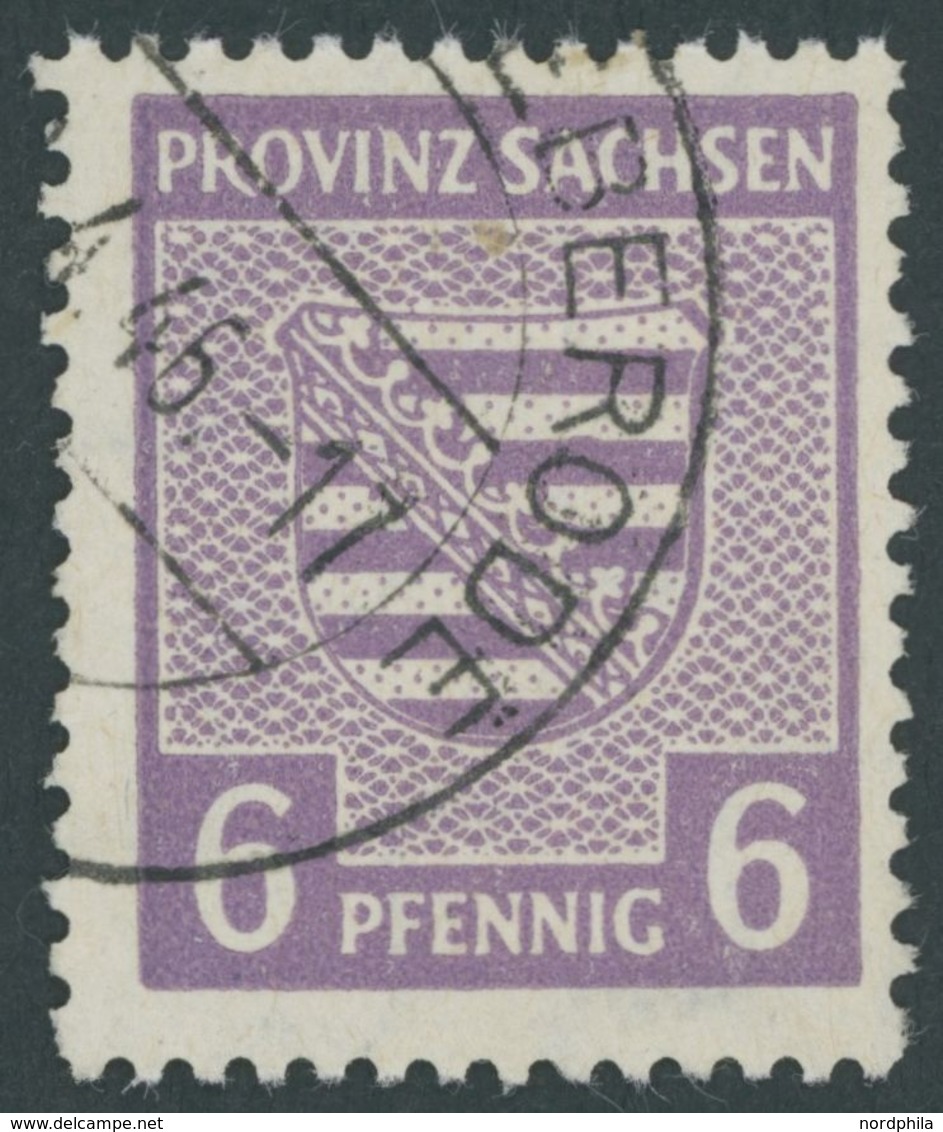PROVINZ SACHSEN 76Xb O, 1945, 6 Pf. Rötlichgrauviolett, Wz. 1X, Pracht, Gepr. Ströh, Mi. 850.- - Other & Unclassified