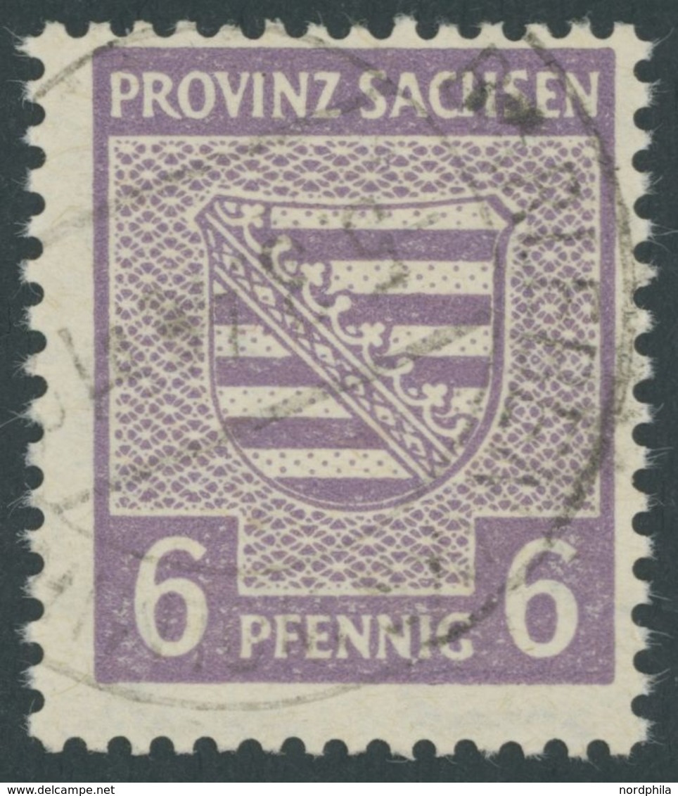 PROVINZ SACHSEN 76Yb O, 1945, 6 Pf. Rötlichgrauviolett, Wz. 1Y, Pracht, Gepr. Ströh, Mi. 250.- - Other & Unclassified