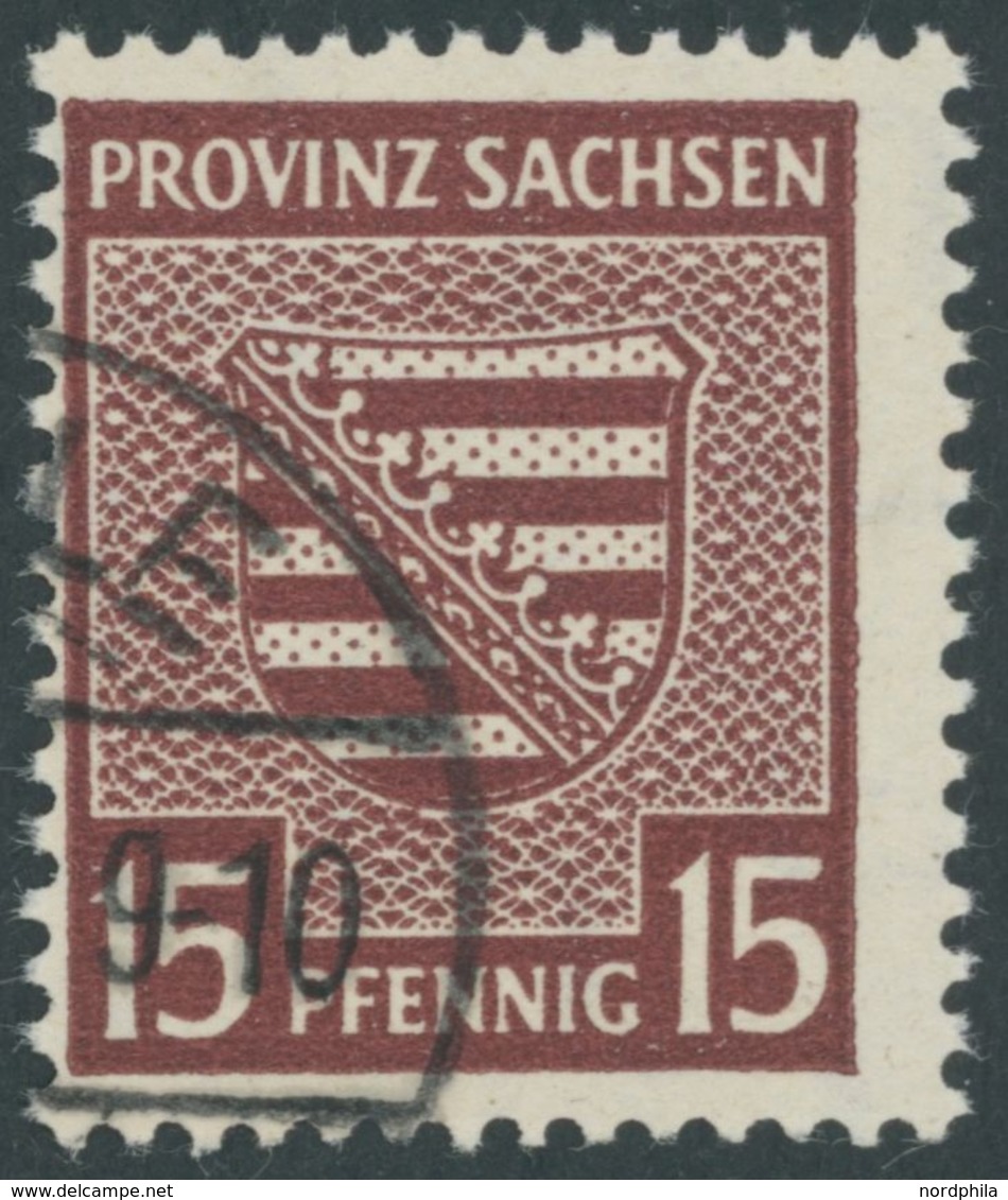 PROVINZ SACHSEN 80Yb O, 1945, 15 Pf. Bräunlichkarmin, Wz. 1Y, Pracht, Gepr. Ströh, Mi. 150.- - Other & Unclassified