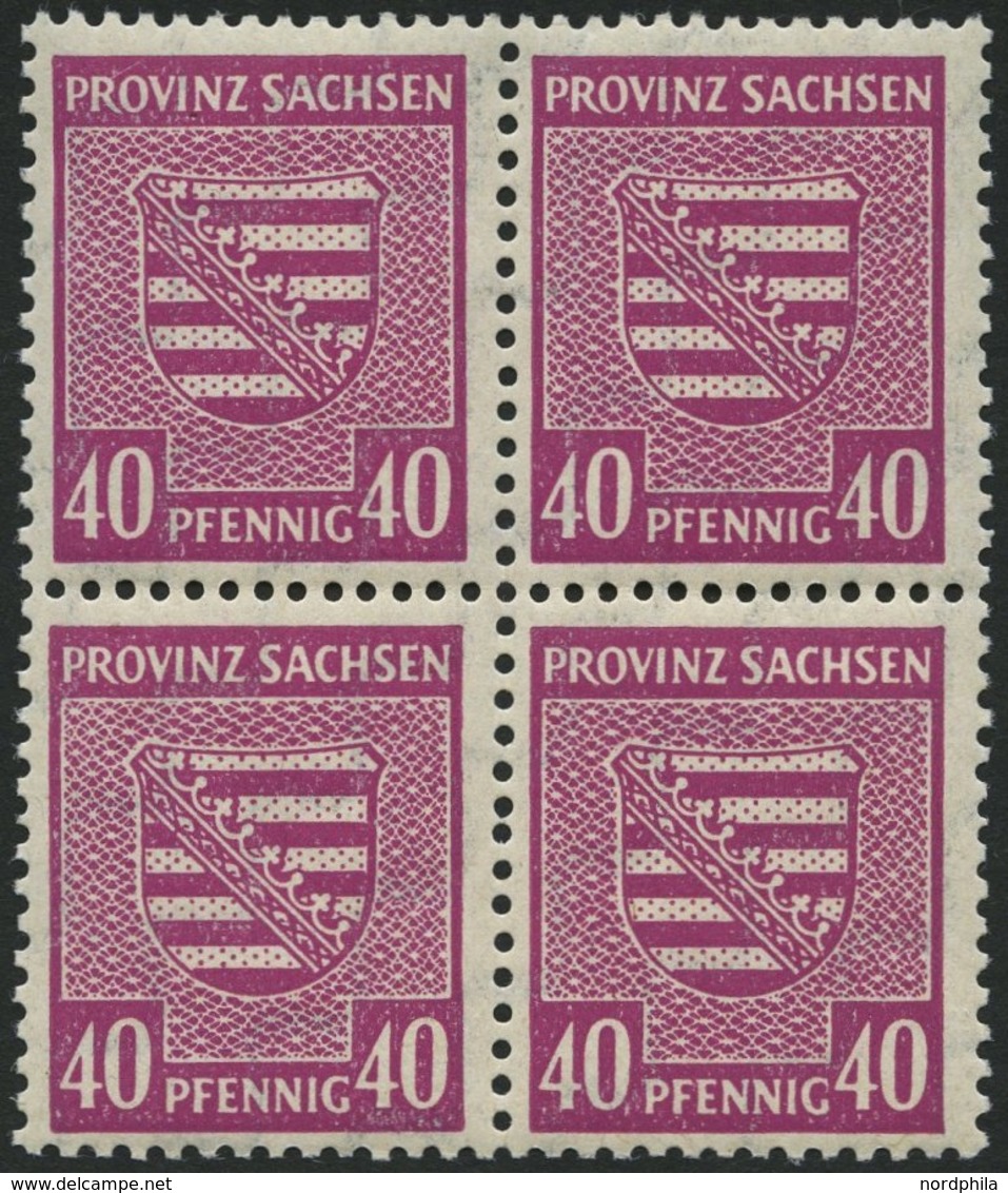 PROVINZ SACHSEN 84Xa VB **, 1945, 40 Pf. Dunkellilarosa, Wz. 1X, Im Viererblock, Pracht, Gepr. Ströh, Mi. 160.- - Other & Unclassified