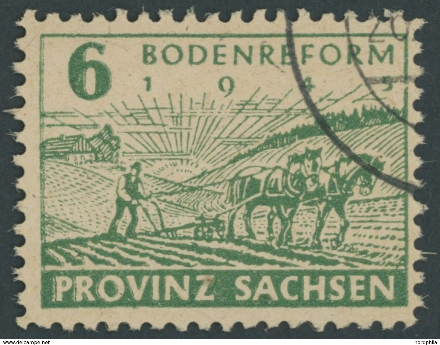 PROVINZ SACHSEN 85yaA O, 1946, 6 Pf. Grün, Fallende Papierstreifung, Vierseitig Gezähnt, Stempel ELSTER (Elbe) A 20.1.46 - Other & Unclassified