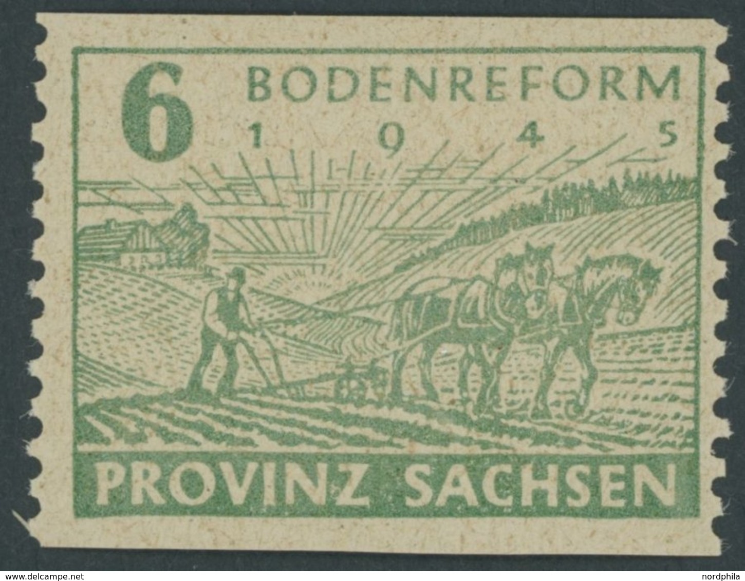 PROVINZ SACHSEN 85wbC **, 1945, 6 Pf. Lebhaftgrün, Senkrecht Gezähnt, Postfrisch, Pracht, R!, Fotoattest Ströh, Mi. 1500 - Altri & Non Classificati