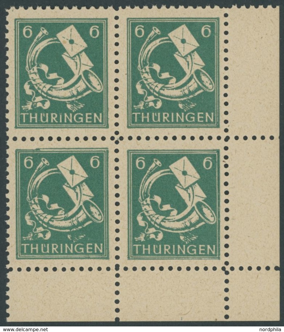 THÜRINGEN 95AXbs VB **, 1945, 6 Pf. Schwärzlichbläulichgrün, Vollgummierung, Hellchromgelbes Papier, Hochglanzgummierung - Other & Unclassified