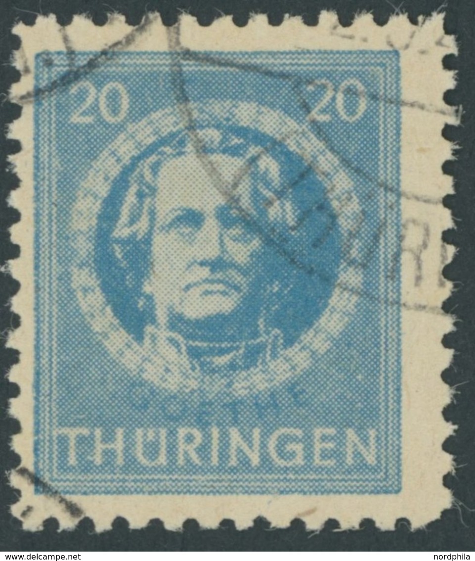 THÜRINGEN 98AXp1 O, 1945, 20 Pf. Preußischblau, Vollgummierung, Dickes Papier, Steigende Papierstreifung, Pracht, Gepr.  - Otros & Sin Clasificación