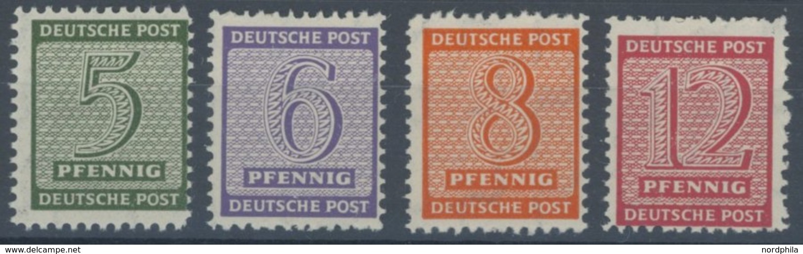 WEST-SACHSEN 116-19AX **, 1945, Mügeln, Gezähnt L 111/2, Wz. 1X, Postfrisch, Prachtsatz, Gepr. Ströh/Dr. Jasch, Mi. 320. - Other & Unclassified