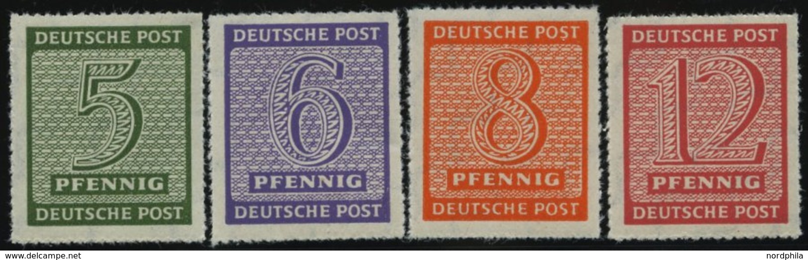 WEST-SACHSEN 116-19DX **, 1945, Roßwein, Durchstochen 16, Wz. X, Prachtsatz, Gepr. Ströh, Mi. 100.- - Other & Unclassified