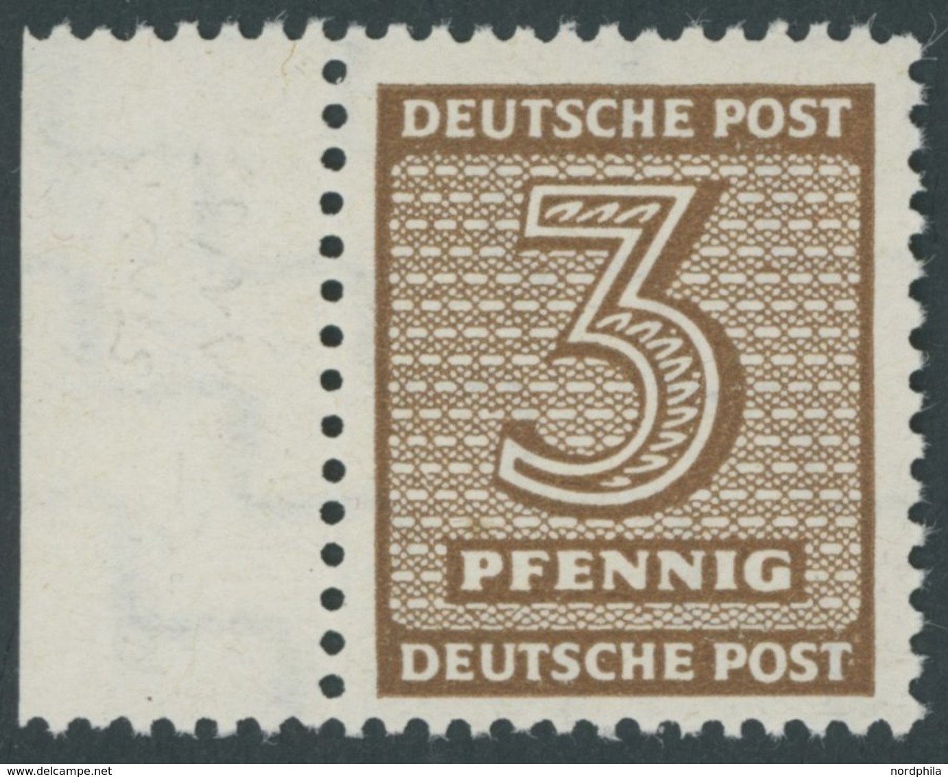 WEST-SACHSEN 126Yb **, 1948, 3 Pf. Dunkelockerbraun, Wz. 1Y, Postfrisch, Pracht, Gepr. Ströh, Mi. 200.- - Otros & Sin Clasificación