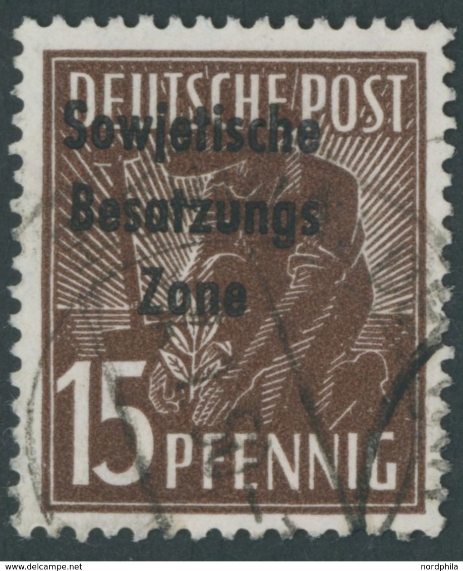 ALLGEMEINE-AUSGABEN 187b O, 1948, 15 Pf. Dunkelbraun, Pracht, Gepr. Paul, Mi. 300.- - Other & Unclassified