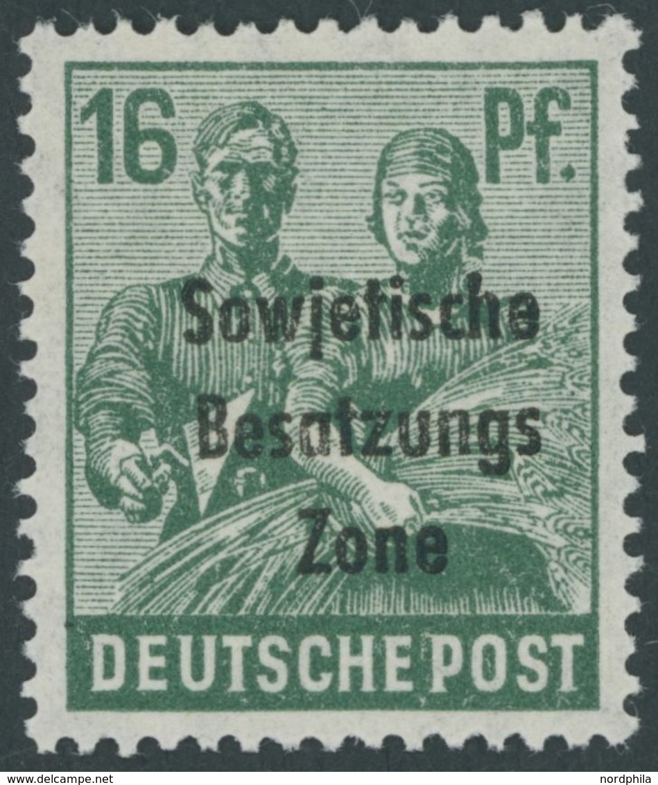 ALLGEMEINE-AUSGABEN 188c **, 1948, 16 Pf. Schwärzlichopalgrün, Postfrisch, Pracht, Kurzbefund Paul, Mi. 350.- - Other & Unclassified