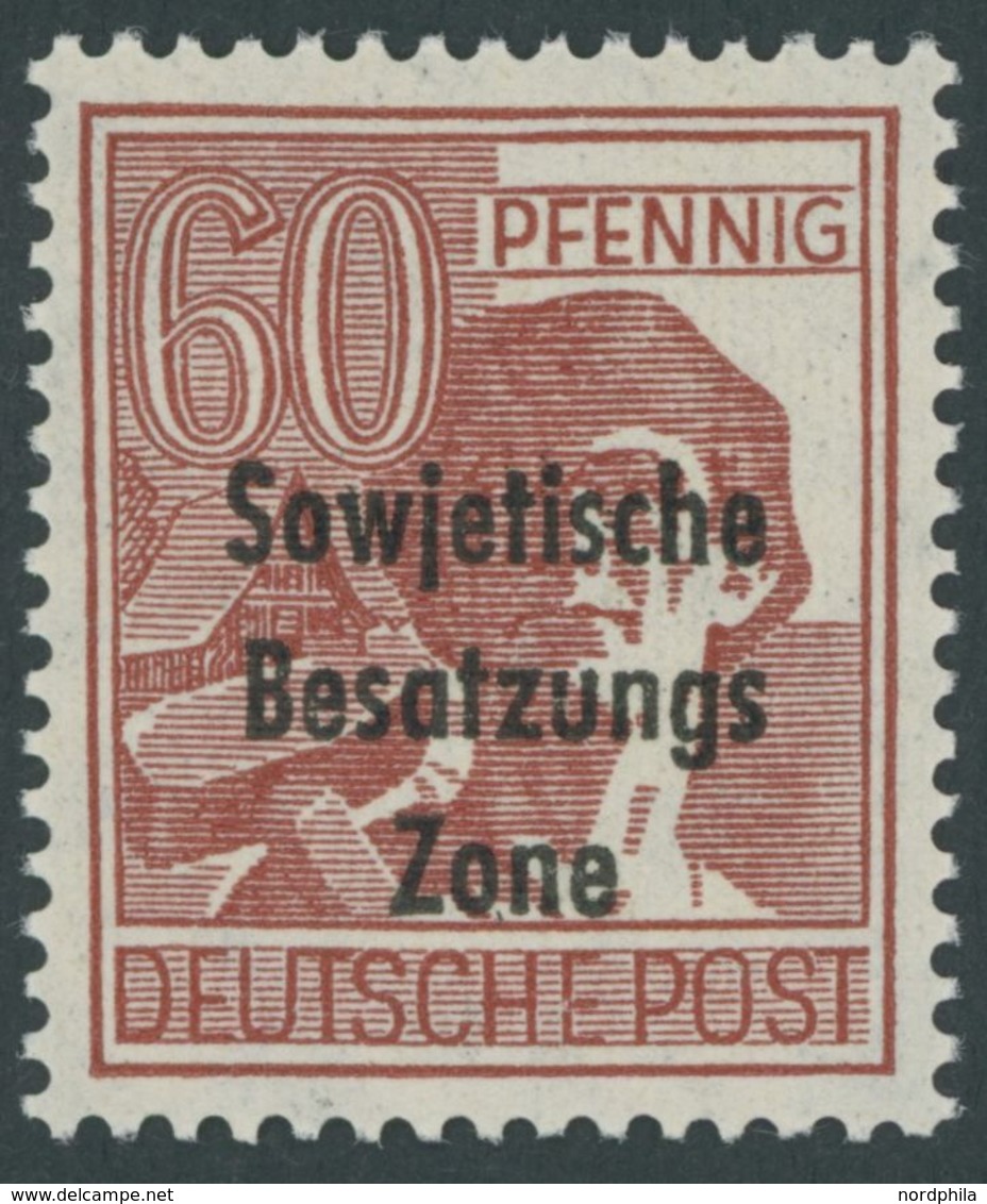 ALLGEMEINE-AUSGABEN 195b **, 1948, 60 Pf. Braunrot, Postfrisch, Pracht, Gepr. Paul, Mi. 300.- - Other & Unclassified