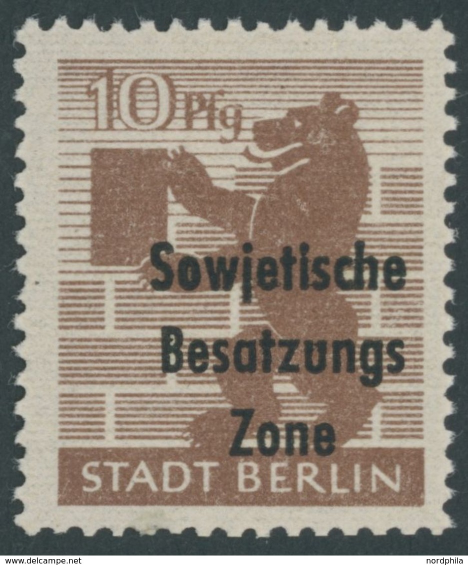 ALLGEMEINE-AUSGABEN 203bwbz **, 1948, 10 Pf. Braun, Postfrisch, Pracht, Kurzbefund Paul, Mi. 450.- - Other & Unclassified