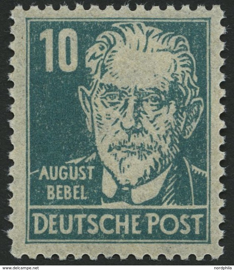 ALLGEMEINE-AUSGABEN 215ay **, 1948, 10 Pf. Dunkelbläulichgrün Bebel, Borkengummierung Senkrecht, Pracht, Mi. 100.- - Other & Unclassified