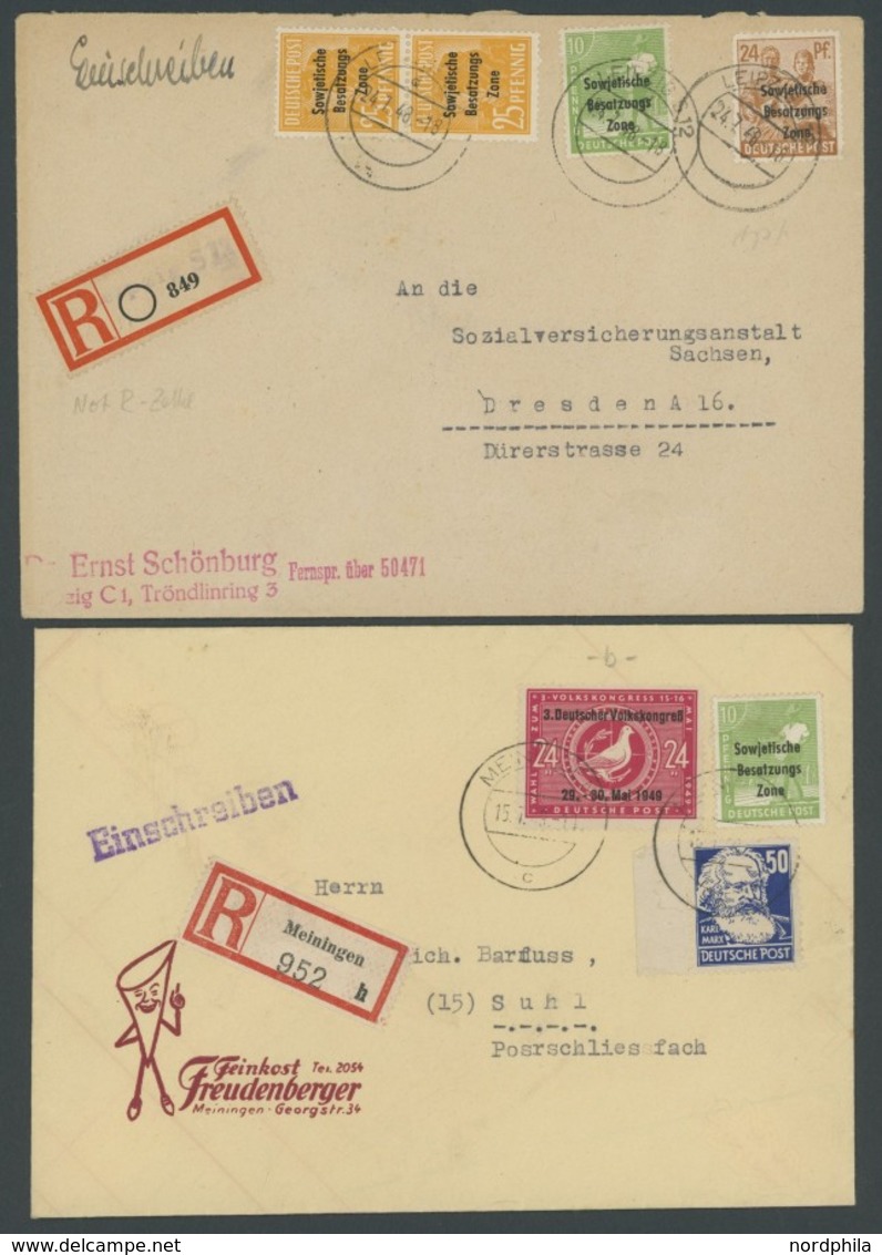 SAMMLUNGEN, LOTS 182-97 BRIEF, 1948/50, SBZ Maschinenaufdruck, 55 Meist Verschiedene Belege, Einige Bessere, überwiegend - Otros & Sin Clasificación