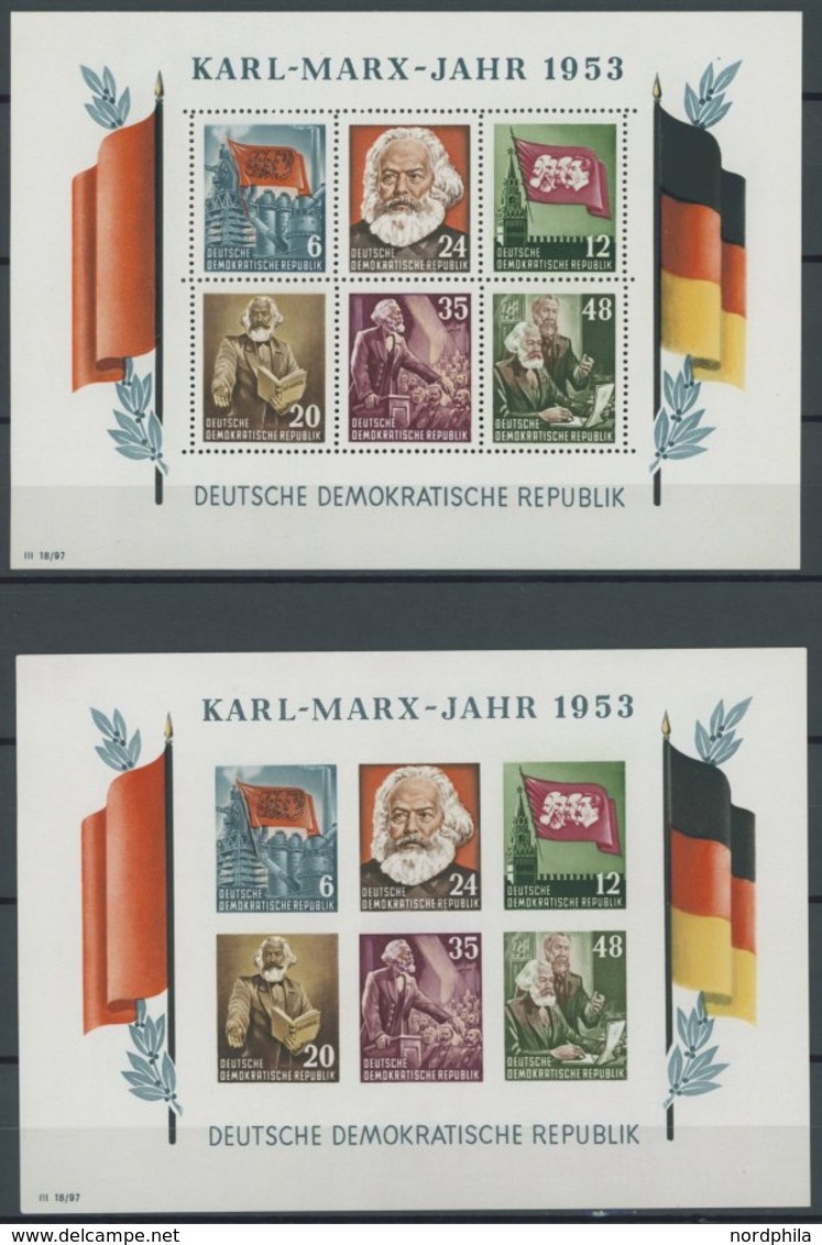 DDR Bl. 8/9A/BYI **, 1953, Marx-Blocks (4), Alle Mit Wz. 2YI, Postfrisch, Pracht, Mi. 400.- - Other & Unclassified