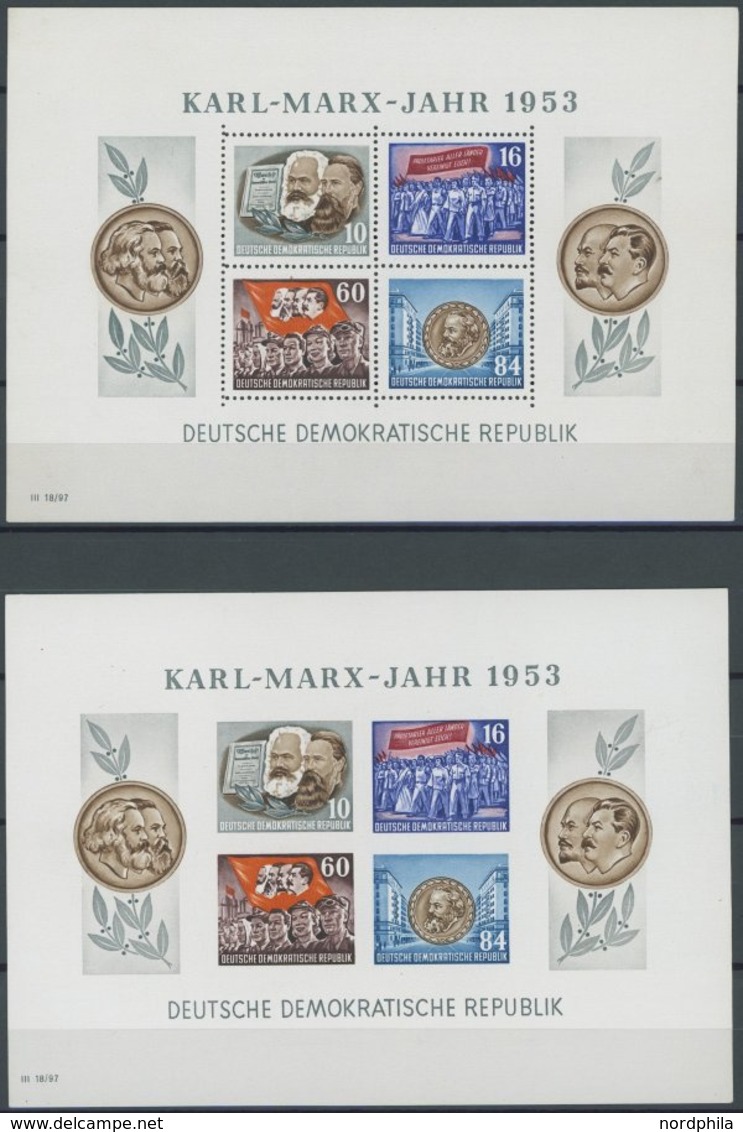 DDR Bl. 8/9A/BYI **, 1953, Marx-Blocks (4), Alle Mit Wz. 2YI, Postfrisch, Pracht, Mi. 400.- - Otros & Sin Clasificación