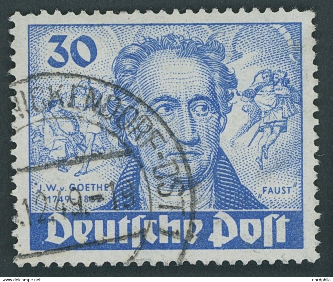 BERLIN 63I O, 1949, 30 Pf. Goethe Mit Abart Farbpunkt Links Oben Neben J Von J.W.v.Goethe, Feinst, Mi. 120.- - Otros & Sin Clasificación