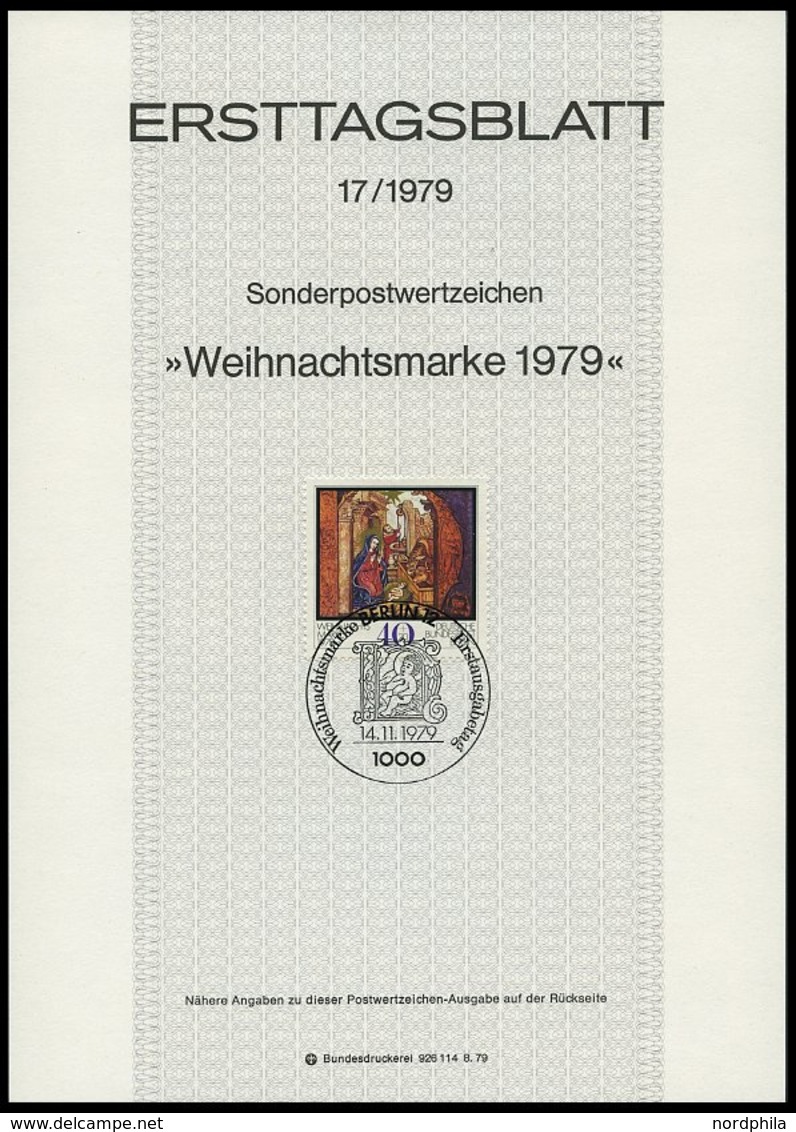 ERSTTAGSBLÄTTER 591-613 BrfStk, 1979, Kompletter Jahrgang, ETB 1 - 17/79, Pracht - Other & Unclassified