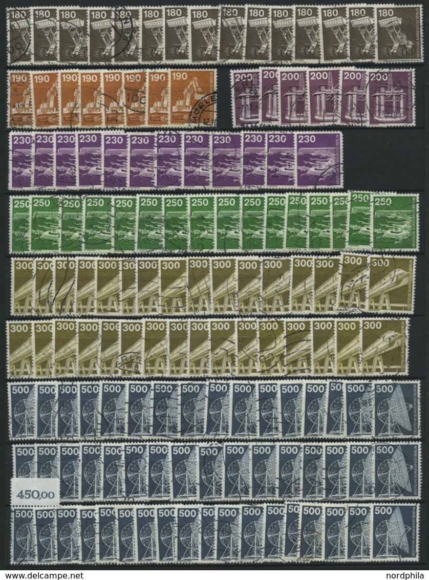 LOTS O, 1970-90, Dublettenpartie Der Freimarken, Meist Höhere Werte, Feinst/Pracht, Mi. Ca. 2900.- - Used Stamps