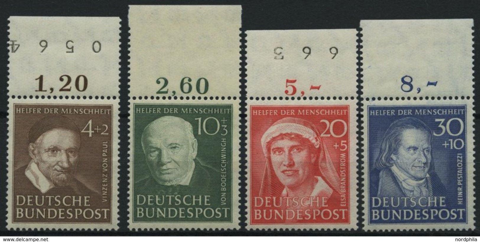 BUNDESREPUBLIK 143-46 **, 1951, Helfer Der Menschheit Vom Oberrand, Prachtsatz, Gepr. A. Schlegel - Altri & Non Classificati