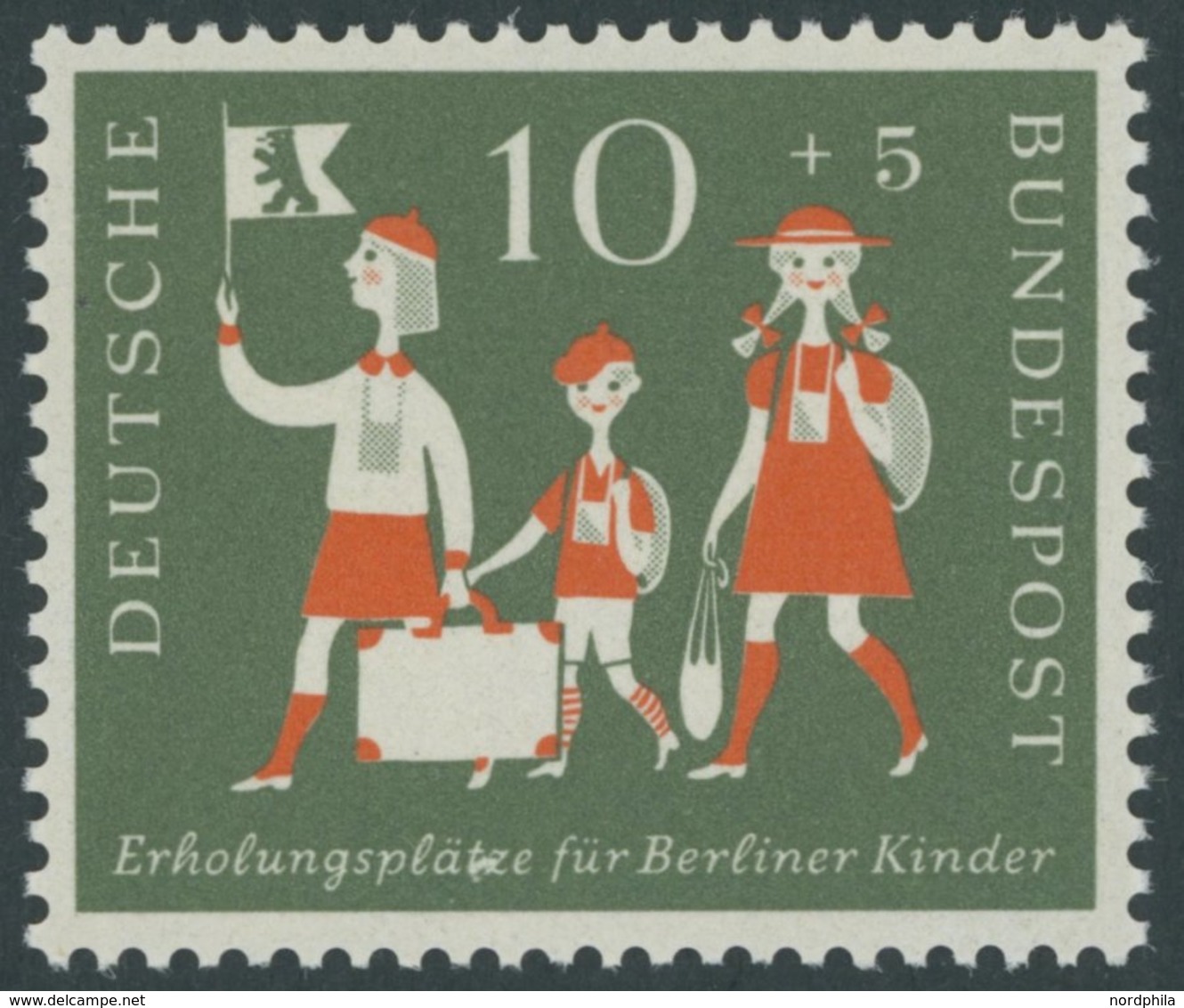 BUNDESREPUBLIK 250I **, 1957, Berliner Kinder Mit Plattenfehler Tz In Erholungsplätze Miteinander Verbunden, Postfrisch, - Otros & Sin Clasificación