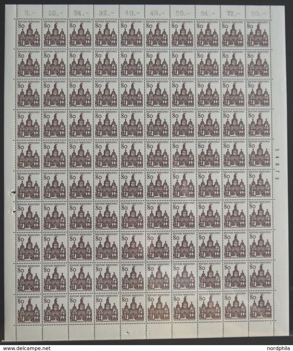 BUNDESREPUBLIK 454-61 **, 1964, Bauwerke In Bogen (100) Mit Druckereizeichen Bzw. Bogenzählnummer, Pracht (10 Pf. Etwas  - Other & Unclassified