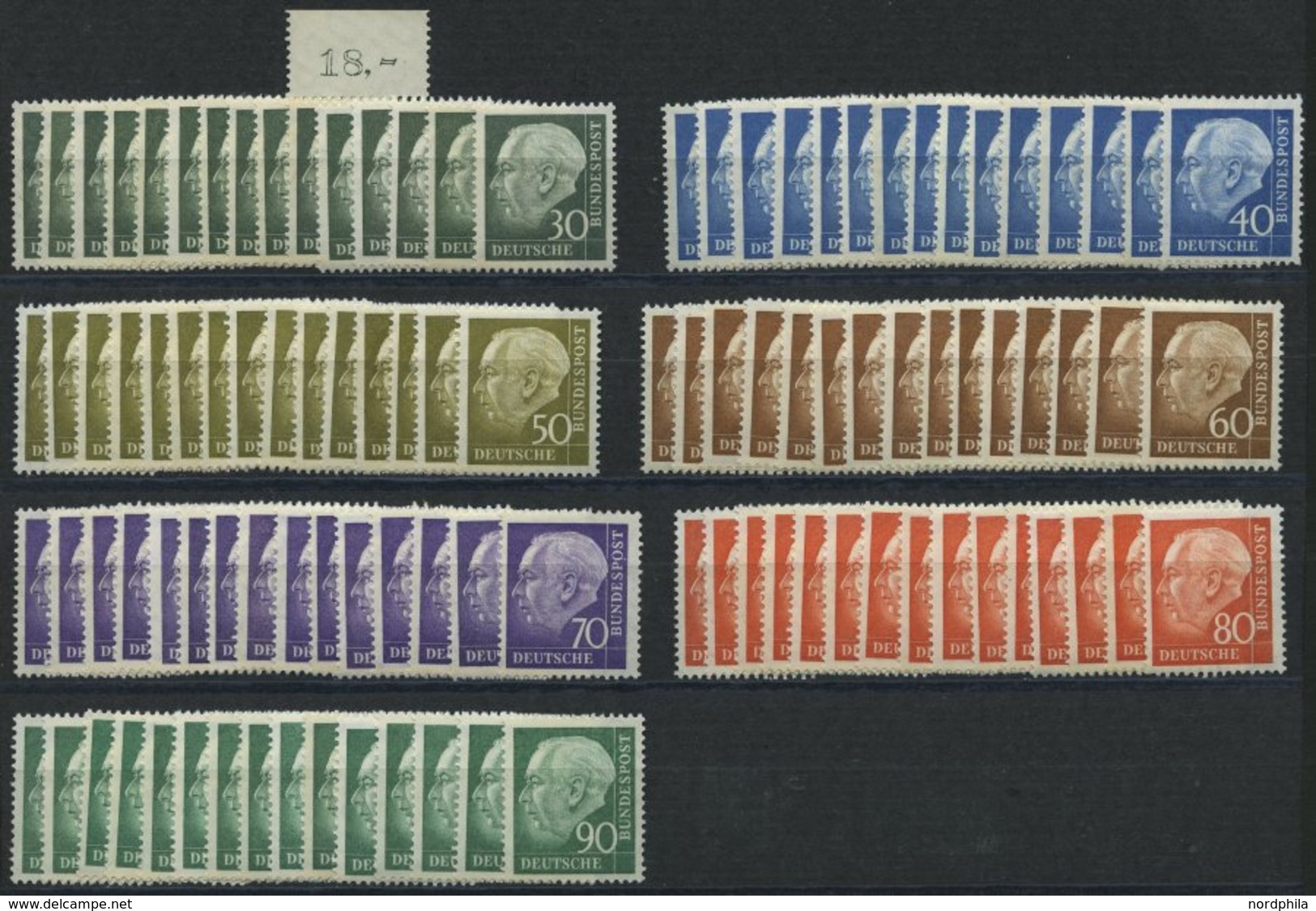 ENGROS 259-65 **, 1960, Heuss II, 15 Sätze Fast Nur Pracht, Mi. 600.- - Unused Stamps