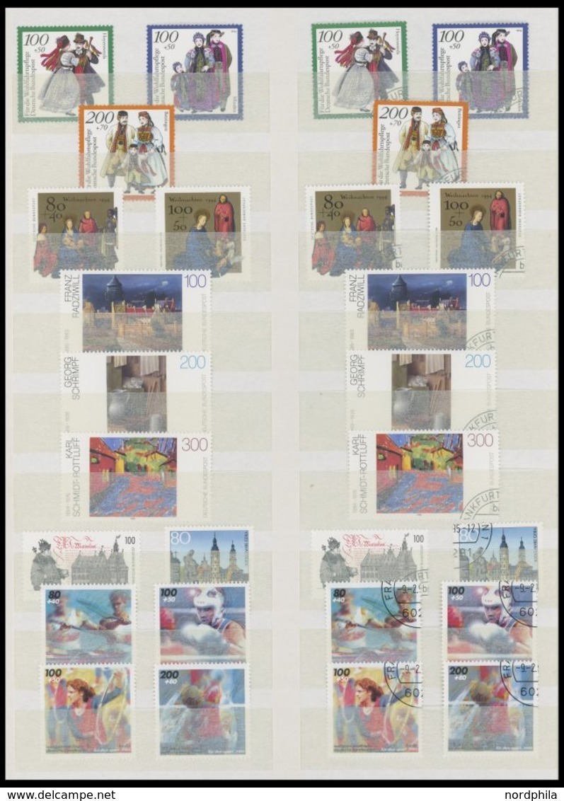 SAMMLUNGEN **,o , In Den Hauptnummern Wohl Jeweils Postfrische Und Gestempelte Sammlung Bundesrepublik Von 1987-96 Kompl - Used Stamps