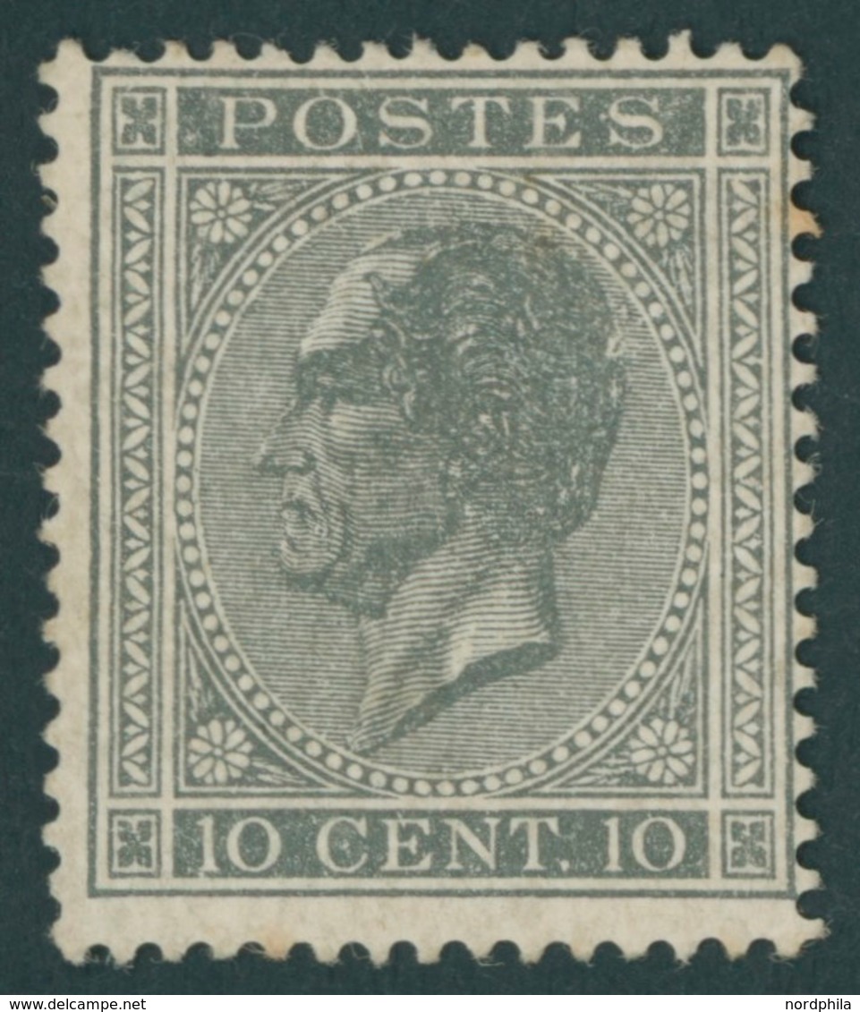 BELGIEN 14Da *, 1867, 10 C. Grau, Gezähnt D, Falzreste, Dünne Stellen, Feinst, Mi. 220.- - Altri & Non Classificati