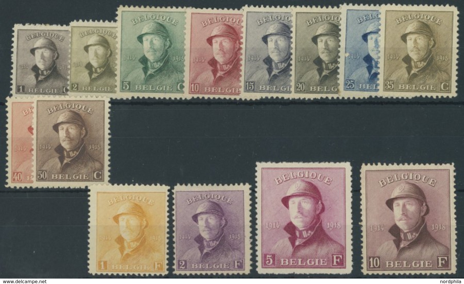 BELGIEN 145-58 *, 1919/20, Stahlhelm, Falzreste, Prachtsatz - Other & Unclassified