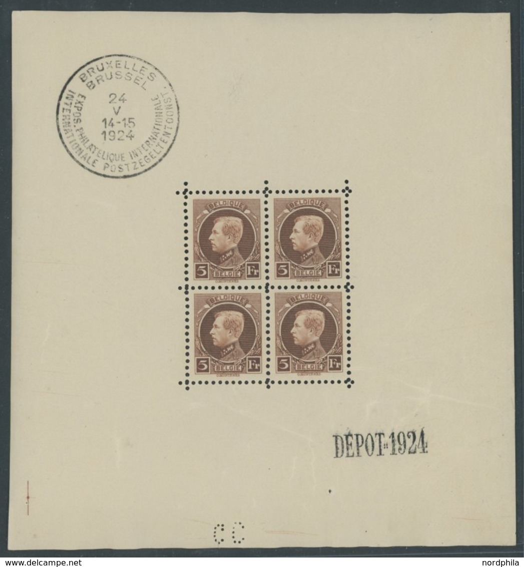 BELGIEN 186KB **, 1924, 5 Fr. Internationale Briefmarkenausstellung Im Kleinbogen (4), Pracht, Mi. 420.- - Other & Unclassified