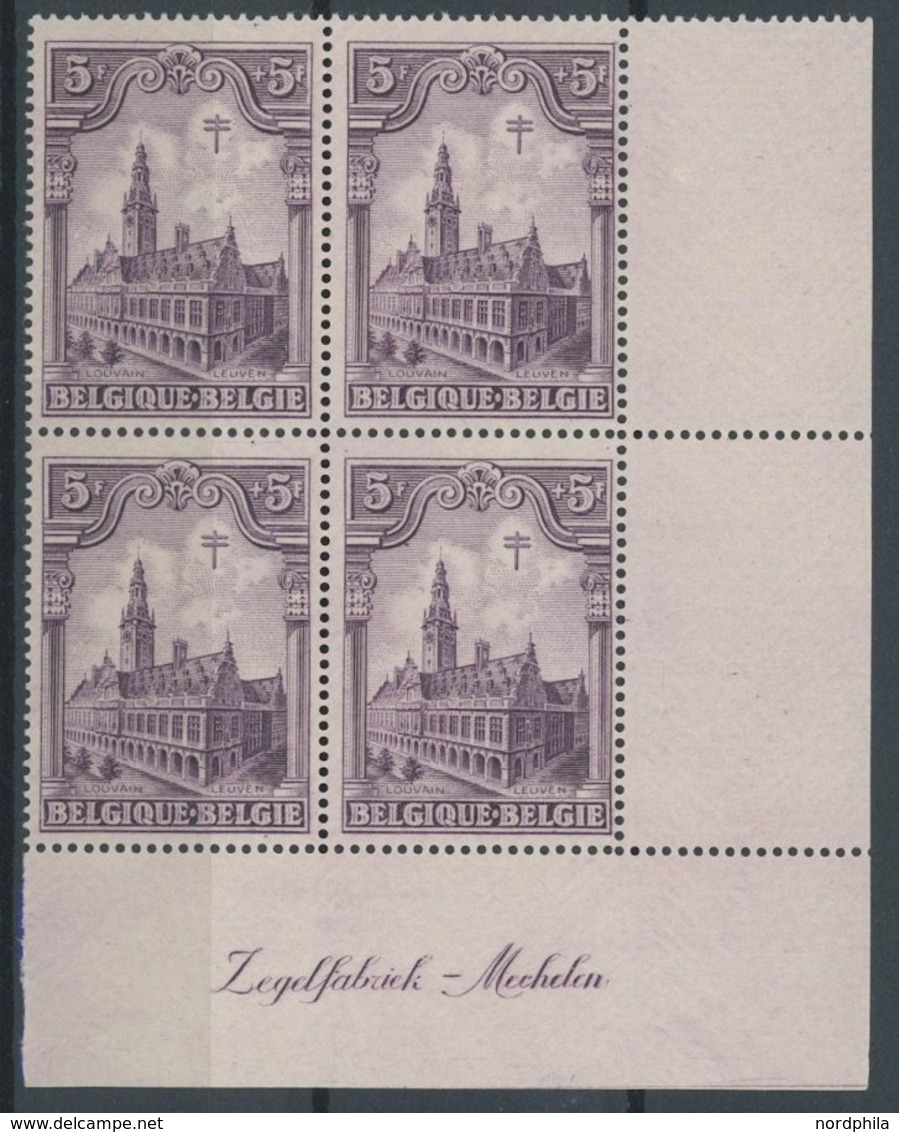 BELGIEN 244-49 VB **, 1928, Kathedralen In Viererblocks, Mi.Nr. 248/9 Aus Der Bogenecke, Postfrisch, Pracht, Mi. 400.- - Other & Unclassified
