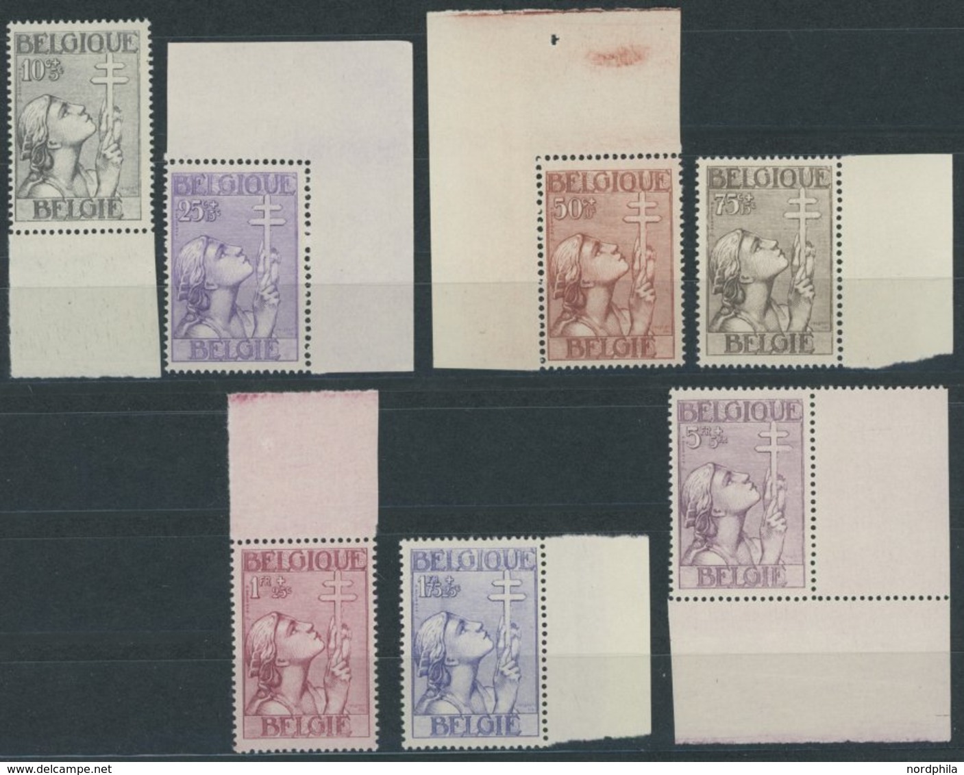 BELGIEN 366-72 **, 1933, Tuberkulose, Alles Randstücke, Prachtsatz, Mi. 800.- - Otros & Sin Clasificación