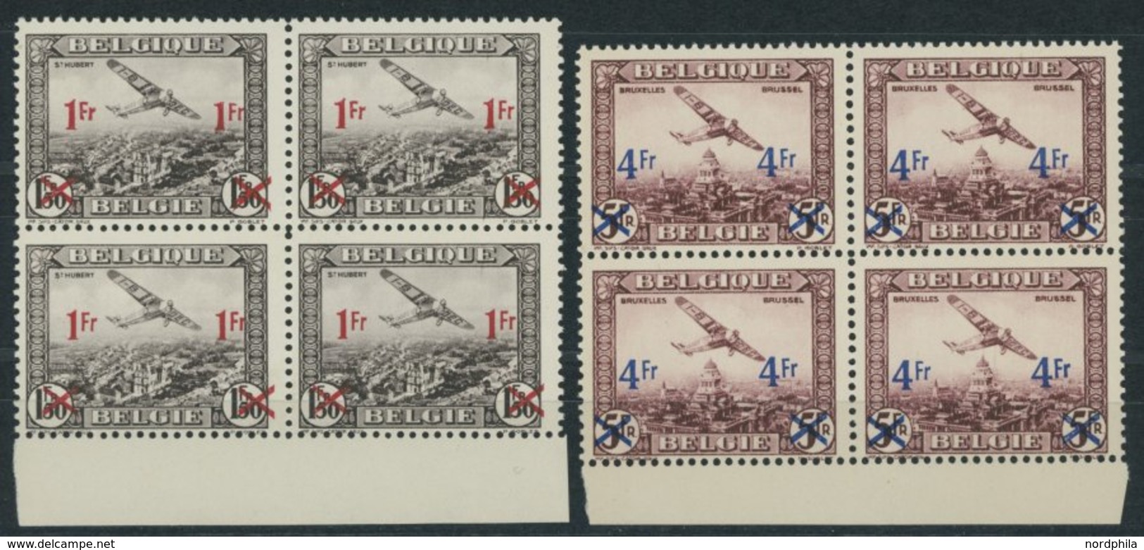 BELGIEN 399/400 VB **, 1935, Flugpostmarken In Unterrandviererblocks, Postfrisch, Pracht, Mi. (180.-) - Otros & Sin Clasificación