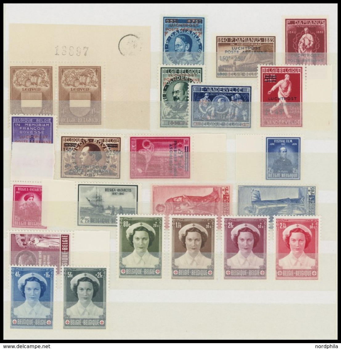 SAMMLUNGEN, LOTS **, 1941-53, Postfrische Teilsammlung Belgien, U.a. Mit Mi.Nr. 961-66, Prachterhaltung, Mi. 160.- - Colecciones