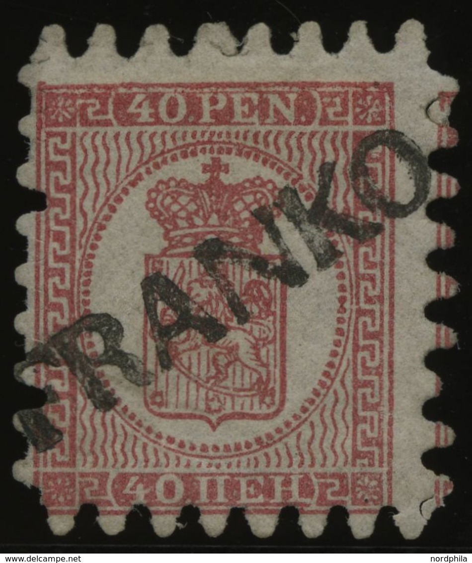 FINNLAND 9Bx O, 1866, 40 P. Rosakarmin, L1 FRANKO, Herstellungsbedingte Quetschfalte, Praktisch Alle Zungen, Pracht - Other & Unclassified