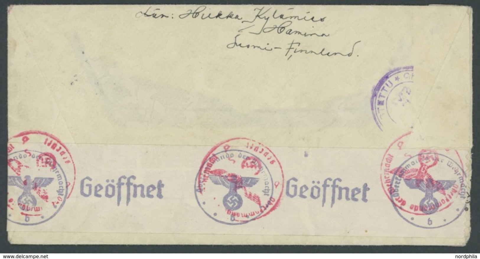 MILITÄRPOST 1942, Feldpostbrief Aus Hamina Mit Deutschen Und Finnischen Zensuren In Das Lazarett Nach Löwenberg/Schlesie - Military / Militaires / Militair