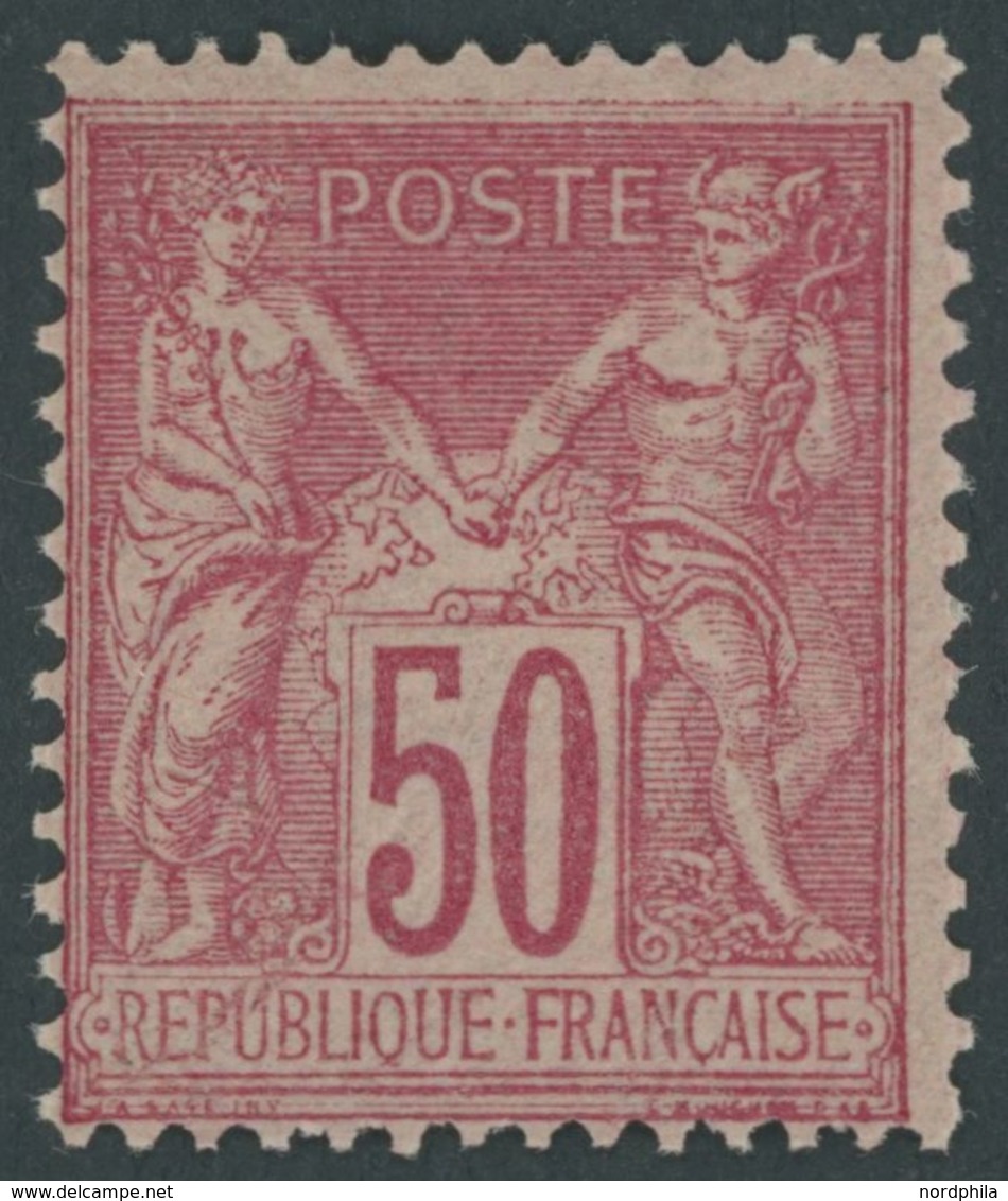 FRANKREICH 81I *, 1899, 50 C. Karmin Auf Rosa, Type I, Falzrest, Pracht, Mi. 250.- - Other & Unclassified