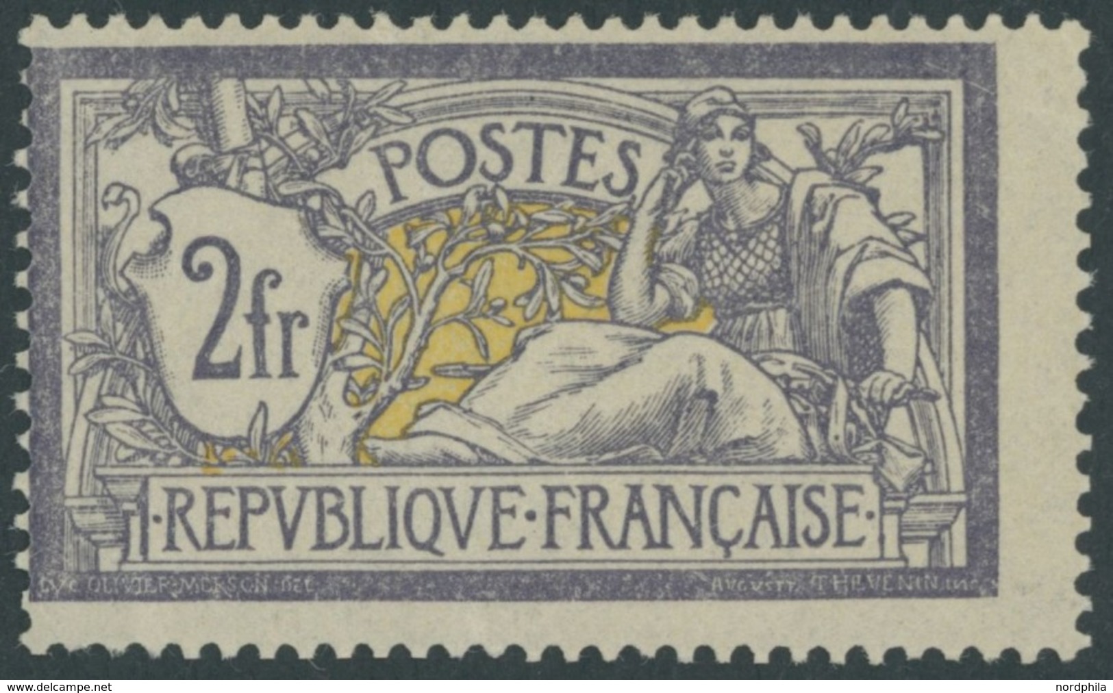 FRANKREICH 99 *, 1900, 2 Fr. Violett/gelb, Falzrest, Etwas Dezentriert, Pracht, Mi. 900.- - Other & Unclassified