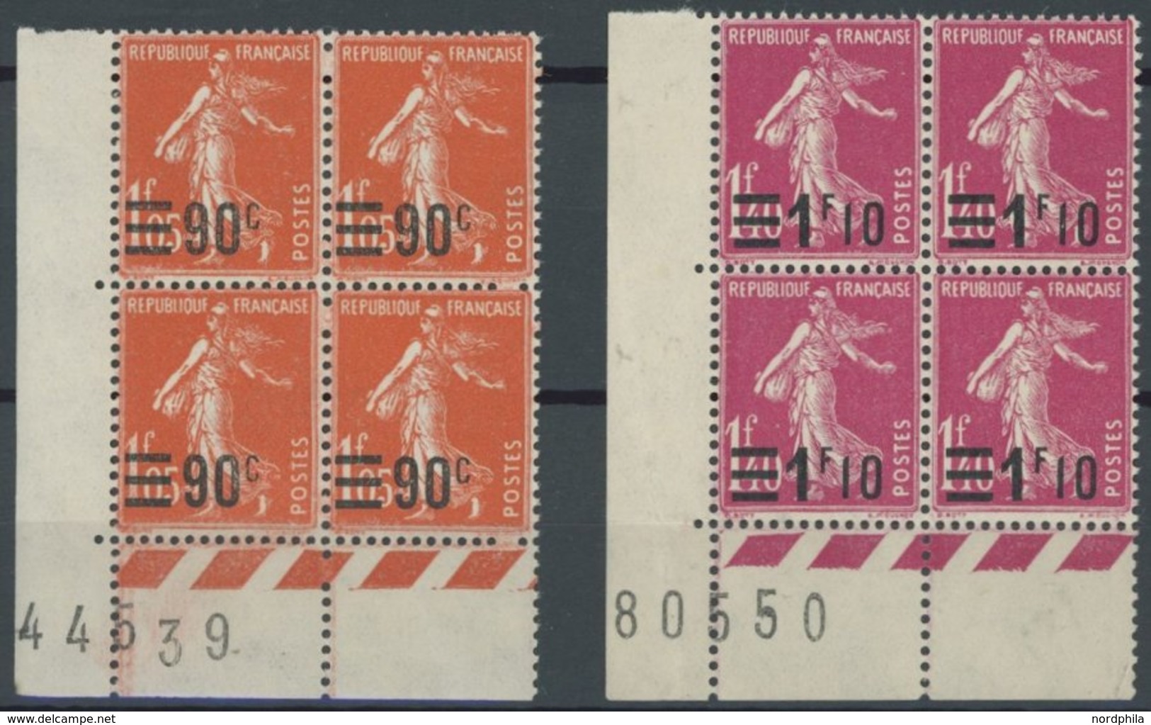 FRANKREICH 200-10 VB **, 1926/7, Freimarken In Viererblocks, Postfrischer, Prachtsatz, Mi. (88.-) - Other & Unclassified