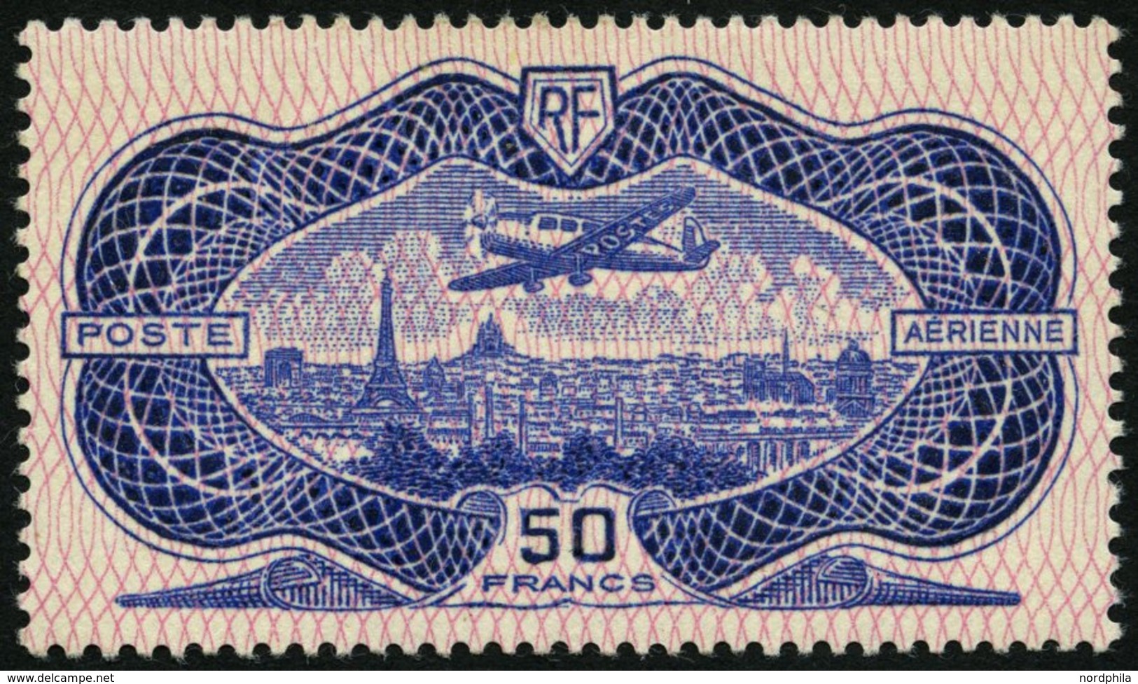 FRANKREICH 321 *, 1936, 50 Fr. Banknotenpapier, Falzrest, Pracht - Other & Unclassified