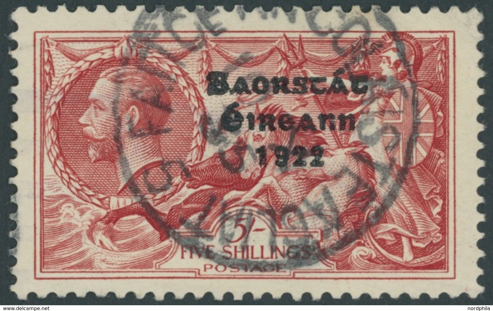 IRLAND B61 O, 1935, 5 Sc. Lebhaftkarminrot, Pracht, Gepr. Pröschold, Mi 200.- - Other & Unclassified