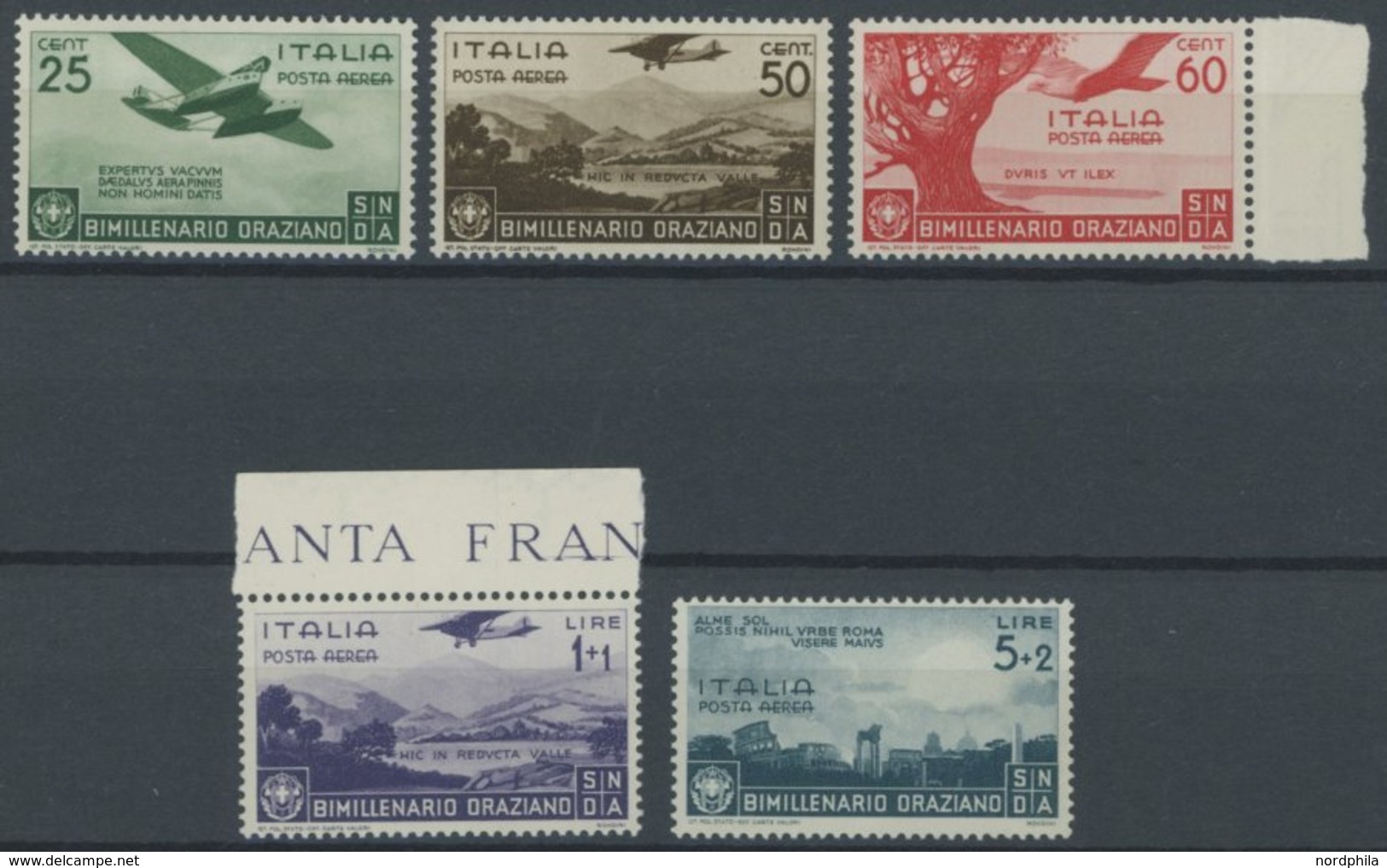 ITALIEN 555-59 **, 1936, Flugpost, 5 Postfrische Prachtwerte, Mi. 81.- - Usati