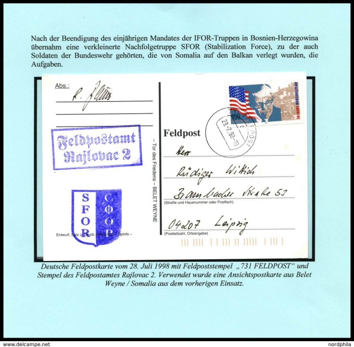 JUGOSLAWIEN 1998-2003, Zerfall Des Vielvölkerstaates, 5 Verschiedene Belege Und Eine Beutelfahne Für Feldpostsendungen D - Other & Unclassified