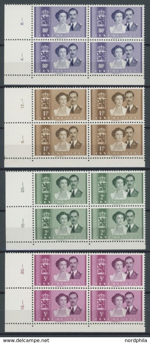 LUXEMBURG 505-10 VB **, 1953, Hochzeit Des Erbprinzen In Unteren Linken Eckrandviererblocks, Postfrischer Prachtsatz, Mi - Otros & Sin Clasificación