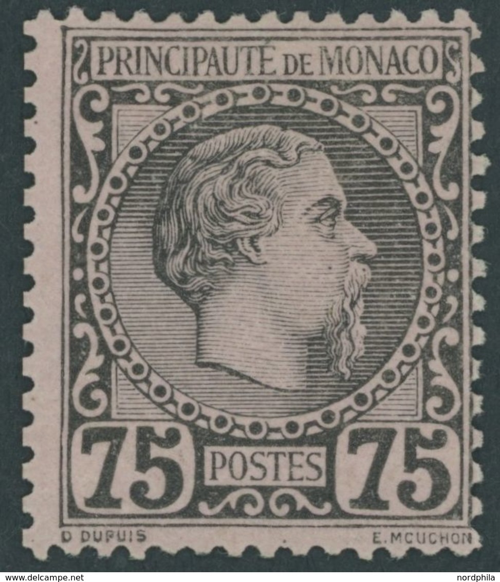 MONACO 8 *, 1885, 75 C. Schwarz Auf Rosa, Falzreste, Pracht, Mi. 250.- - Other & Unclassified