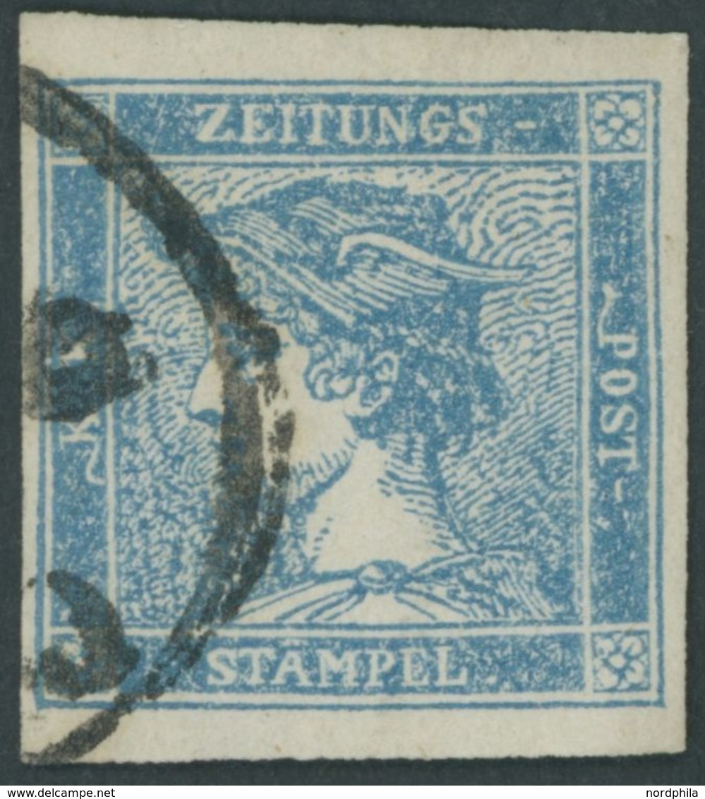 ÖSTERREICH BIS 1867 6II O, 1851, 0.6 Kr. Hellblau, Type IIIb, Breitrandig, Pracht - Usati