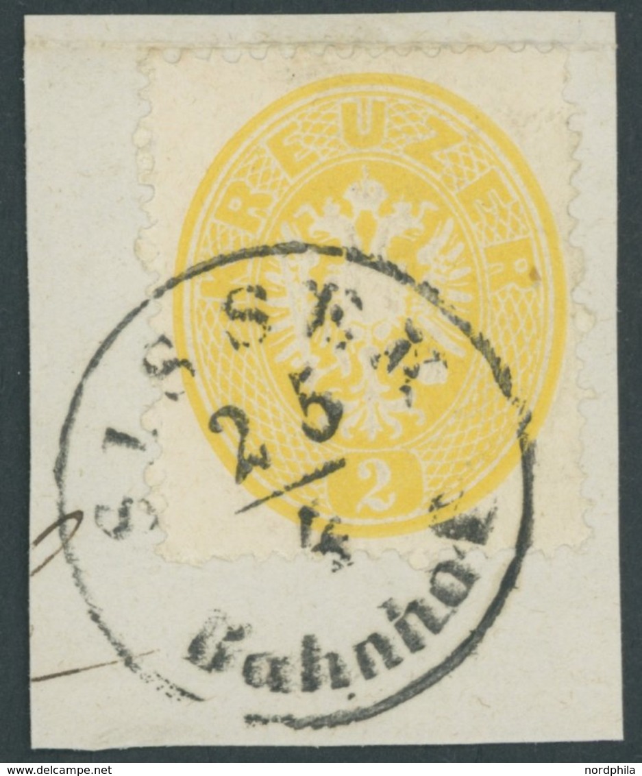 ÖSTERREICH BIS 1867 24 BrfStk, 1863, 2 Kr. Gelb, K1 SISSEK BAHNHOF, Kabinettbriefstück - Usados